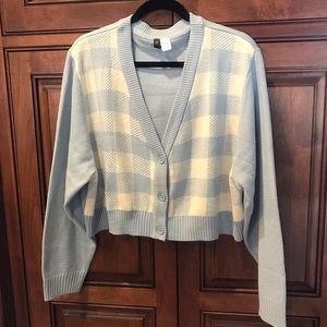 H&M+ plaid crop cardigan